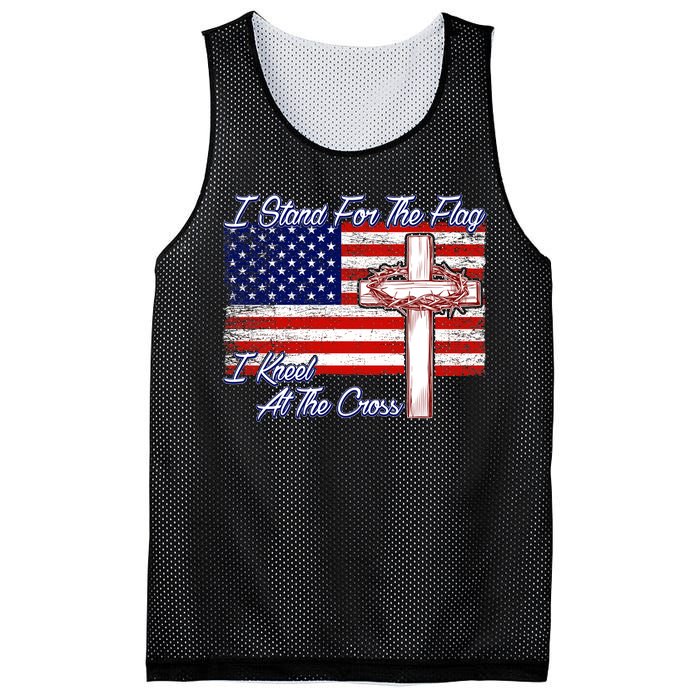 I Stand For The Flag I Kneel For The Cross Crown Of Thorns Mesh Reversible Basketball Jersey Tank