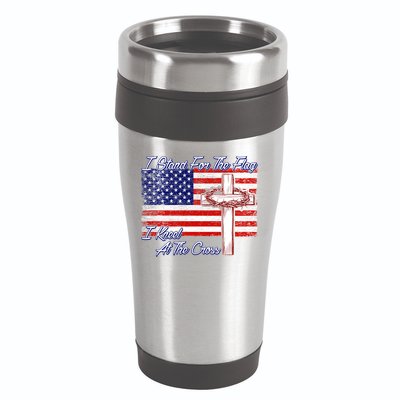 I Stand For The Flag I Kneel For The Cross Crown Of Thorns 16oz Travel Tumbler