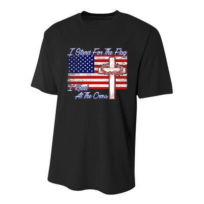 I Stand For The Flag I Kneel For The Cross Crown Of Thorns Youth Performance Sprint T-Shirt