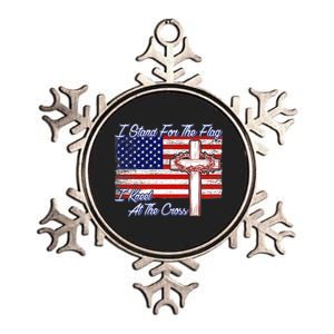 I Stand For The Flag I Kneel For The Cross Crown Of Thorns Metallic Star Ornament