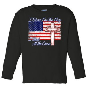 I Stand For The Flag I Kneel For The Cross Crown Of Thorns Toddler Long Sleeve Shirt