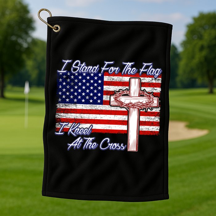 I Stand For The Flag I Kneel For The Cross Crown Of Thorns Golf Towel