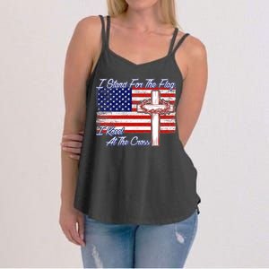 I Stand For The Flag I Kneel For The Cross Crown Of Thorns Women's Strappy Tank