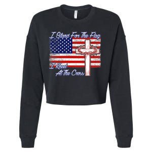 I Stand For The Flag I Kneel For The Cross Crown Of Thorns Cropped Pullover Crew