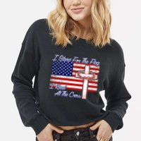 I Stand For The Flag I Kneel For The Cross Crown Of Thorns Cropped Pullover Crew