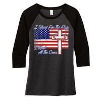 I Stand For The Flag I Kneel For The Cross Crown Of Thorns Women's Tri-Blend 3/4-Sleeve Raglan Shirt