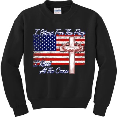 I Stand For The Flag I Kneel For The Cross Crown Of Thorns Kids Sweatshirt