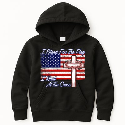 I Stand For The Flag I Kneel For The Cross Crown Of Thorns Kids Hoodie