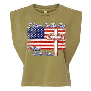 I Stand For The Flag I Kneel For The Cross Crown Of Thorns Garment-Dyed Women's Muscle Tee