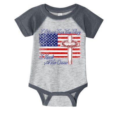 I Stand For The Flag I Kneel For The Cross Crown Of Thorns Infant Baby Jersey Bodysuit