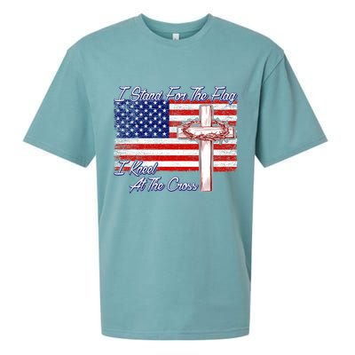 I Stand For The Flag I Kneel For The Cross Crown Of Thorns Sueded Cloud Jersey T-Shirt