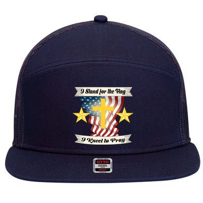 I Stand For The Flag I kneel To Pray America 7 Panel Mesh Trucker Snapback Hat