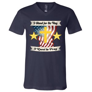 I Stand For The Flag I kneel To Pray America V-Neck T-Shirt