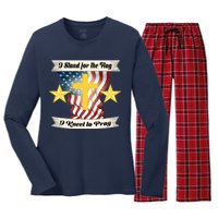 I Stand For The Flag I kneel To Pray America Women's Long Sleeve Flannel Pajama Set 