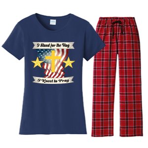 I Stand For The Flag I kneel To Pray America Women's Flannel Pajama Set