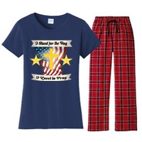 I Stand For The Flag I kneel To Pray America Women's Flannel Pajama Set