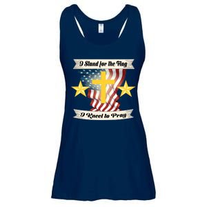 I Stand For The Flag I kneel To Pray America Ladies Essential Flowy Tank