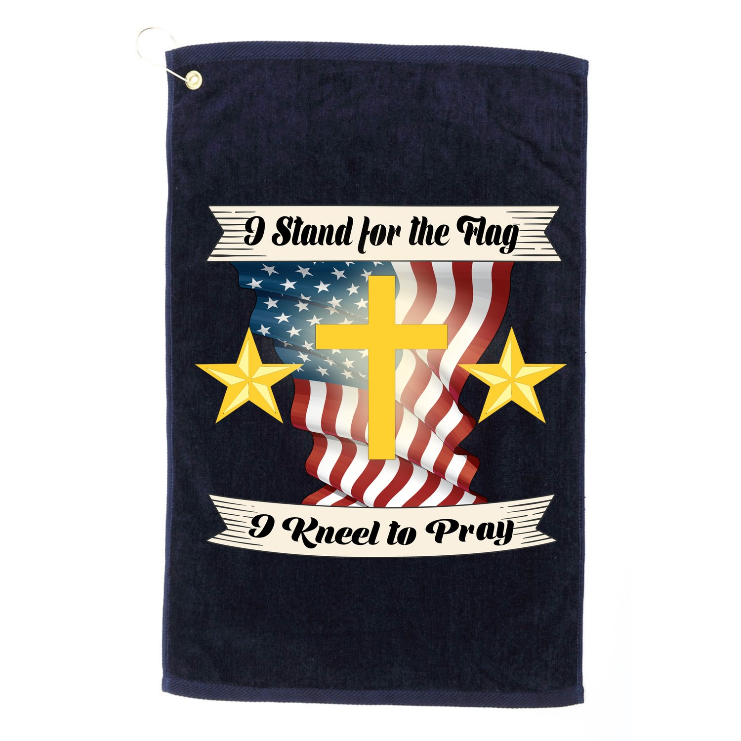 I Stand For The Flag I kneel To Pray America Golf Towel