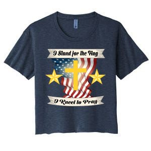 I Stand For The Flag I kneel To Pray America Women's Crop Top Tee