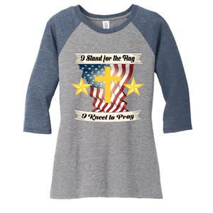 I Stand For The Flag I kneel To Pray America Women's Tri-Blend 3/4-Sleeve Raglan Shirt