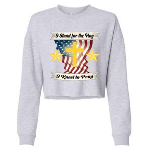 I Stand For The Flag I kneel To Pray America Cropped Pullover Crew