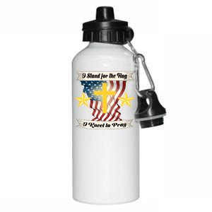 I Stand For The Flag I kneel To Pray America Aluminum Water Bottle