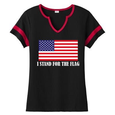 I Stand For The Flag USA National Anthem Ladies Halftime Notch Neck Tee