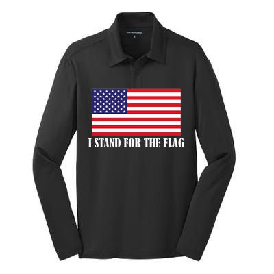 I Stand For The Flag USA National Anthem Silk Touch Performance Long Sleeve Polo