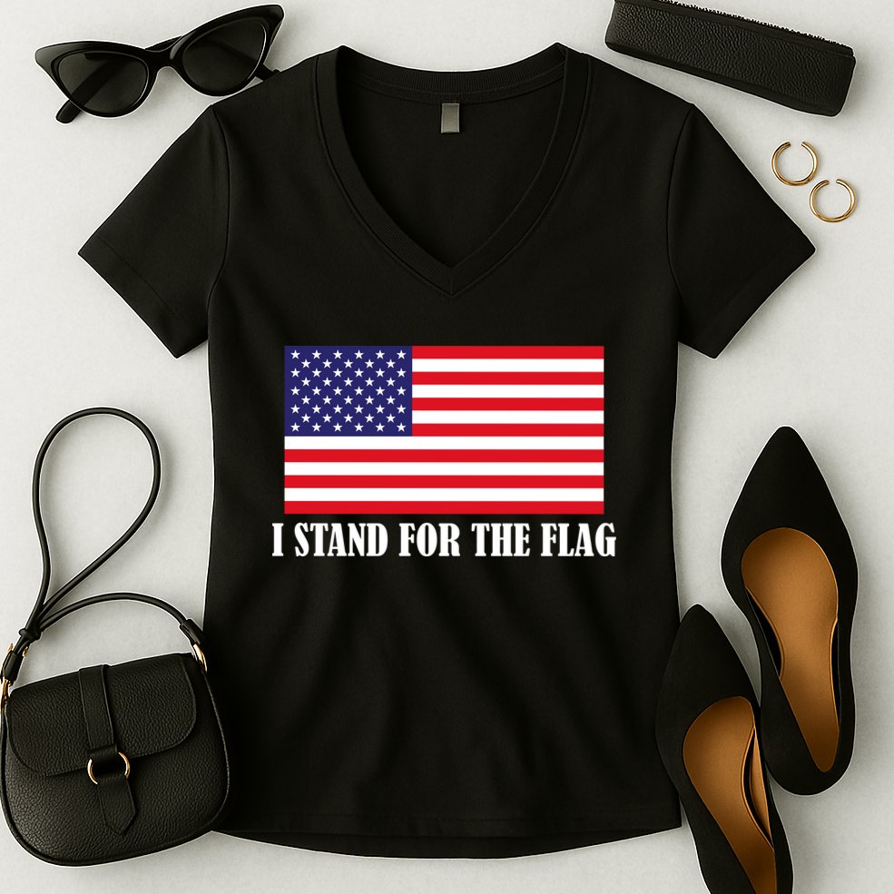 I Stand For The Flag USA National Anthem Women's V-Neck T-Shirt