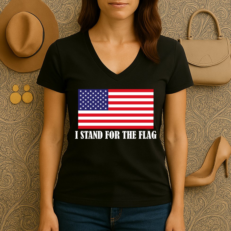 I Stand For The Flag USA National Anthem Women's V-Neck T-Shirt