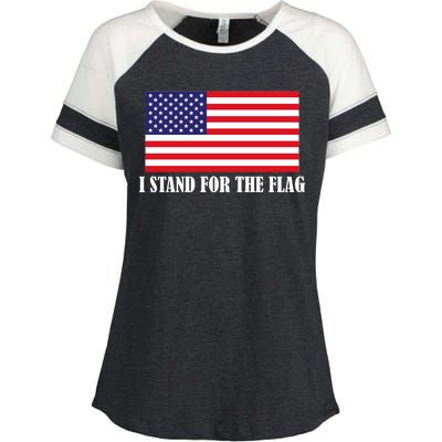 I Stand For The Flag USA National Anthem Enza Ladies Jersey Colorblock Tee