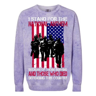 I Stand For The National Anthem Defending This Country Colorblast Crewneck Sweatshirt