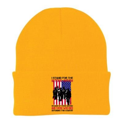 I Stand For The National Anthem Defending This Country Knit Cap Winter Beanie