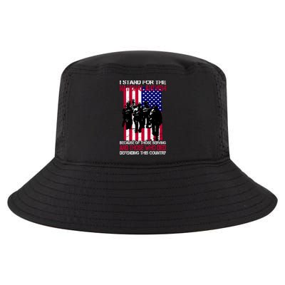 I Stand For The National Anthem Defending This Country Cool Comfort Performance Bucket Hat