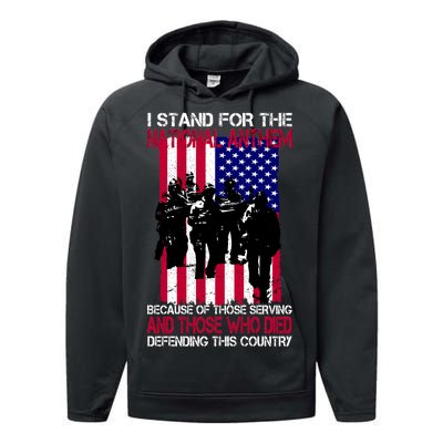 I Stand For The National Anthem Defending This Country Performance Fleece Hoodie