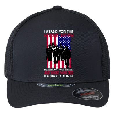 I Stand For The National Anthem Defending This Country Flexfit Unipanel Trucker Cap