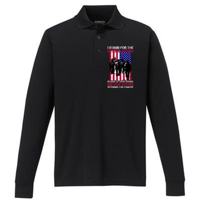 I Stand For The National Anthem Defending This Country Performance Long Sleeve Polo