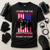I Stand For The National Anthem Defending This Country Cooling Performance Crew T-Shirt