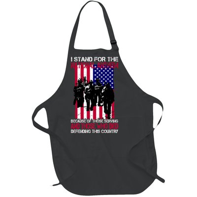 I Stand For The National Anthem Defending This Country Full-Length Apron With Pockets