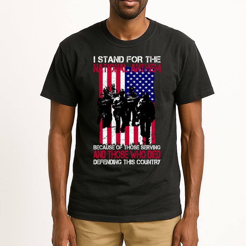 I Stand For The National Anthem Defending This Country Tall T-Shirt