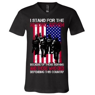 I Stand For The National Anthem Defending This Country V-Neck T-Shirt