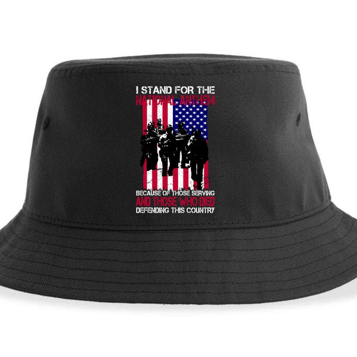 I Stand For The National Anthem Defending This Country Sustainable Bucket Hat