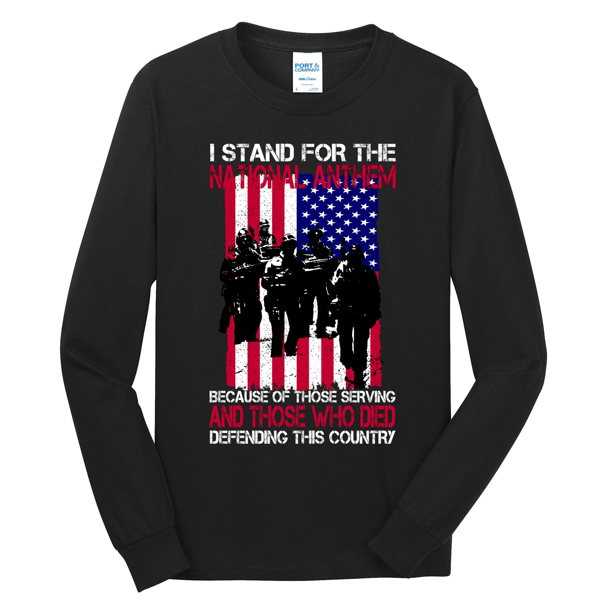 I Stand For The National Anthem Defending This Country Tall Long Sleeve T-Shirt