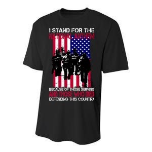 I Stand For The National Anthem Defending This Country Youth Performance Sprint T-Shirt