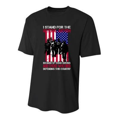 I Stand For The National Anthem Defending This Country Youth Performance Sprint T-Shirt