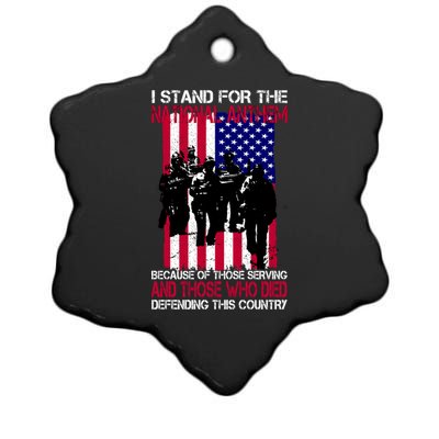 I Stand For The National Anthem Defending This Country Ceramic Star Ornament