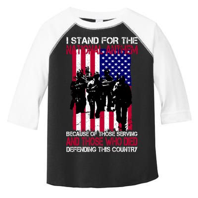 I Stand For The National Anthem Defending This Country Toddler Fine Jersey T-Shirt