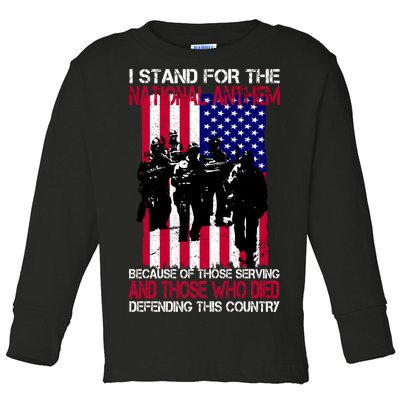 I Stand For The National Anthem Defending This Country Toddler Long Sleeve Shirt