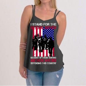 I Stand For The National Anthem Defending This Country Women's Strappy Tank