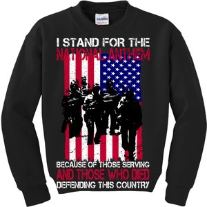 I Stand For The National Anthem Defending This Country Kids Sweatshirt